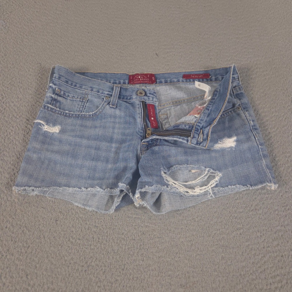 Lucky Brand Shorts Womens 6/28 Blue Cut Off Distressed Denim Frayed Hem Summer